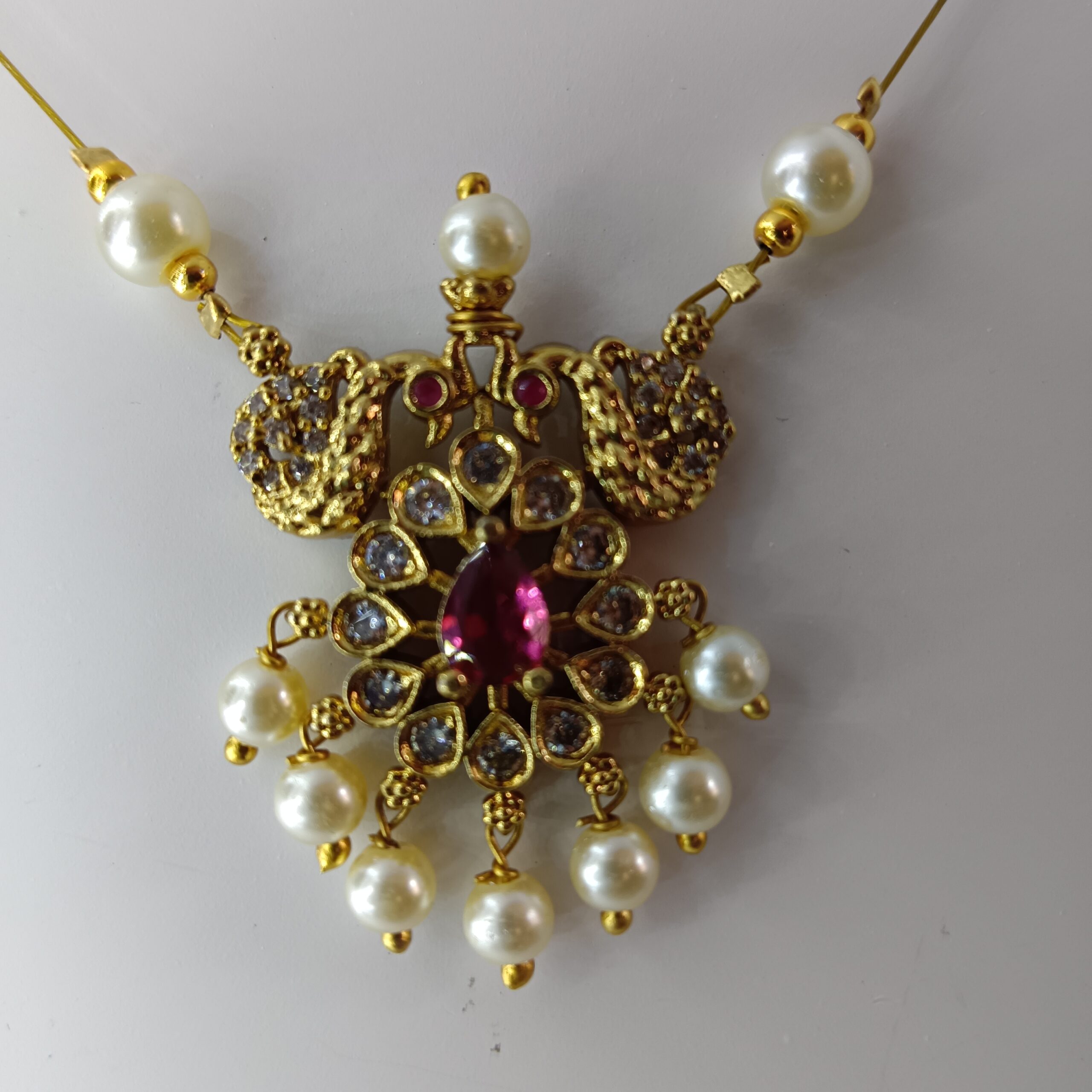 Buy Ruby & White Gold Plated Invisible Chain for Women | Traditional Jewelry | Nakshatra Emporium