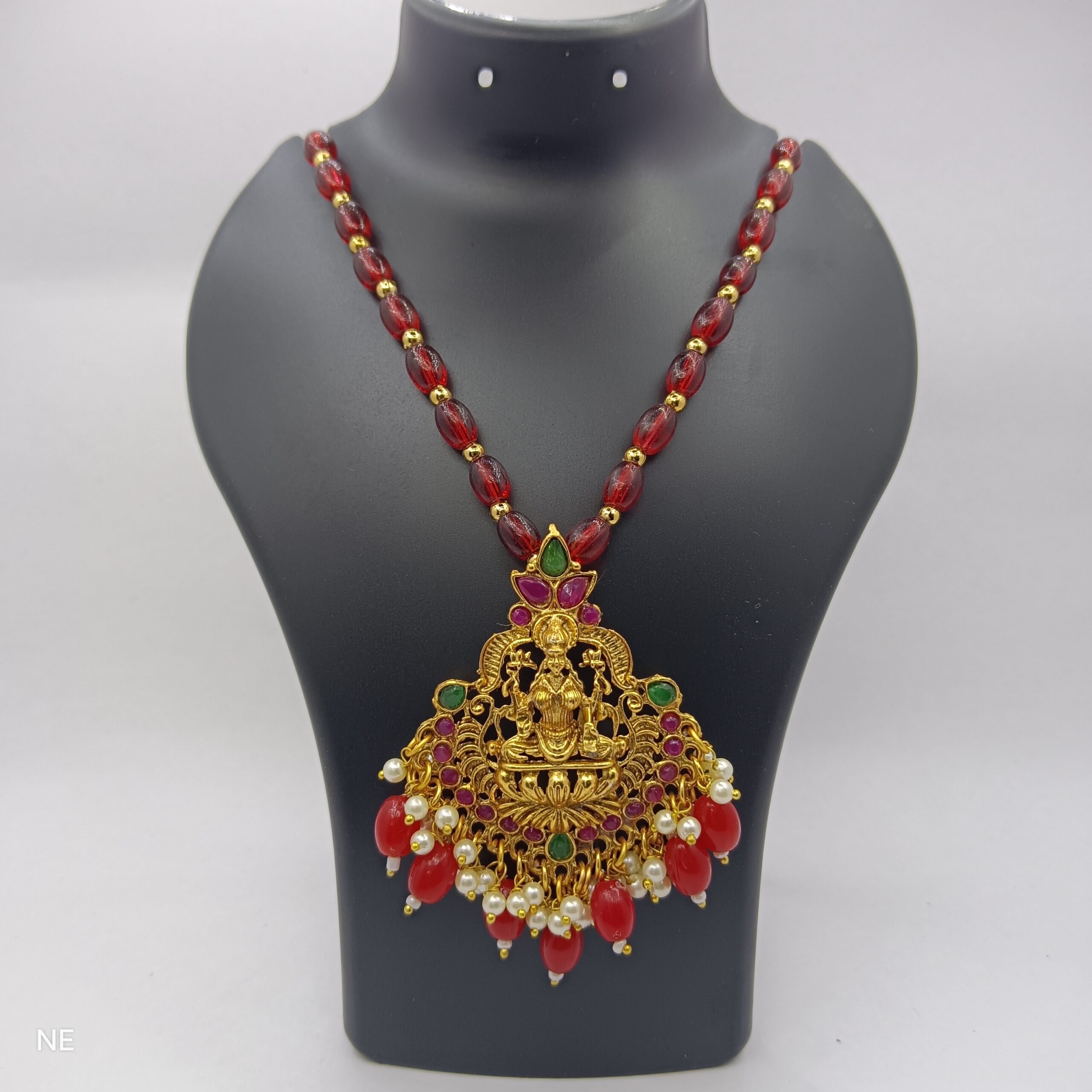 Nakshatra Emporium Multi Color lakshmi pendant with beads 1 lines monalisa Chain and adjustable back for ethnic pirpose, ethnic jewellery for festival and traditional attiire jewellery