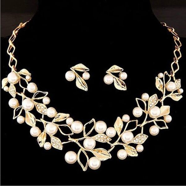 Nakshatra Emporium Jewellery Sets for Women Stylish Latest Pearl Studded Choker Necklace Jewellery set with Earrings For Girls/Women